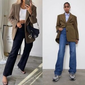 Zara Extra Long Blazer Hunter Green